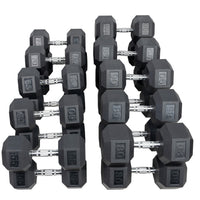 HOIST Fitness 55-100 lb Rubber Hex Dumbbell Set in 5 lb increments