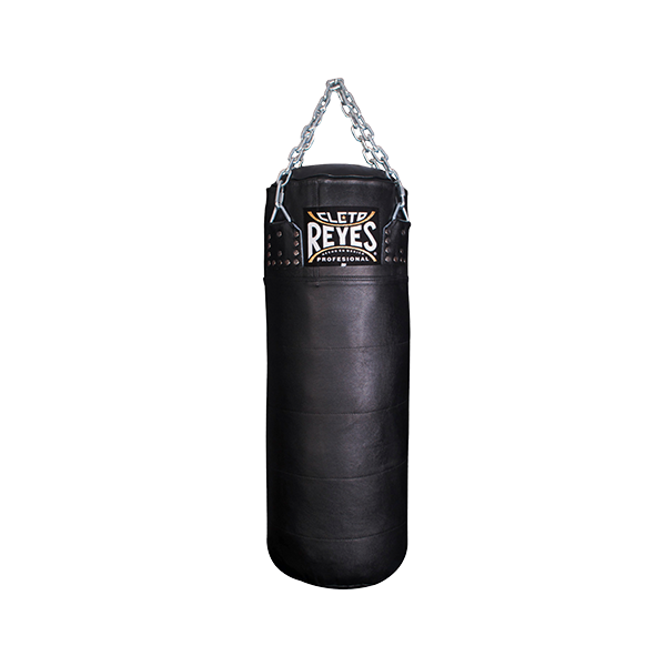 Cleto Reyes Cowhide Heavy Bag in black leather, available in Large and Extra Large sizes filled or unfilled