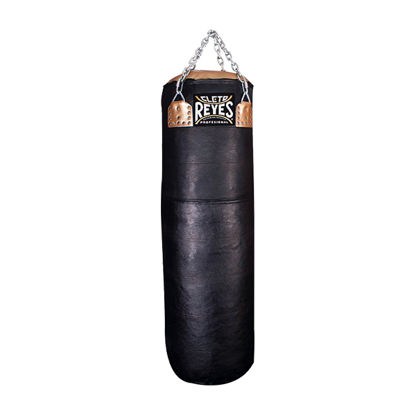 Cleto Reyes Extra Heavy Bag in black leather, shown full view for boxing training
