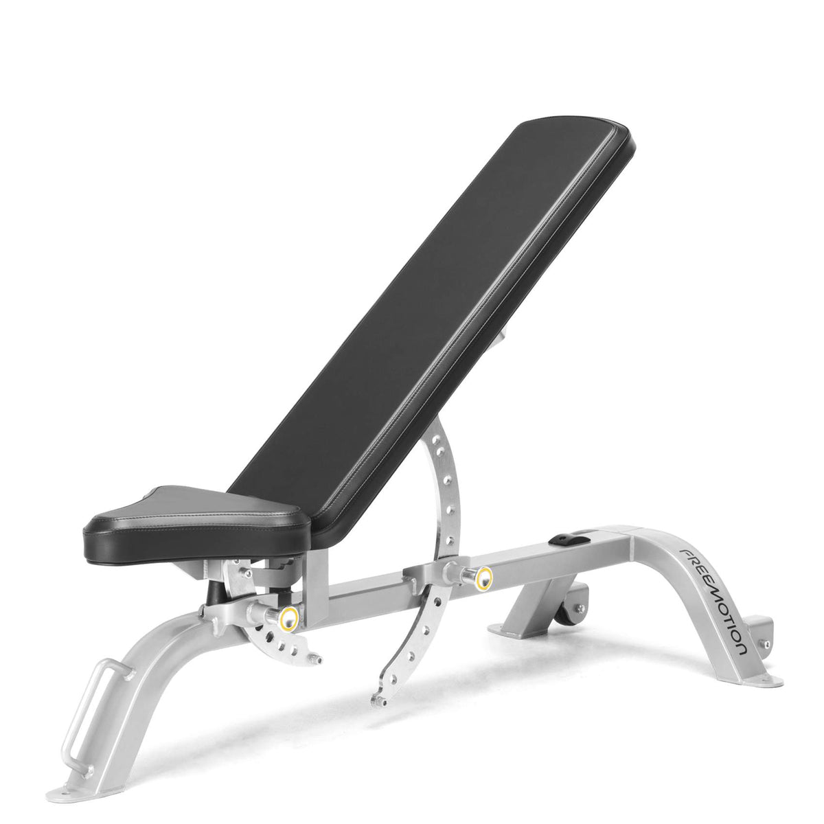Freemotion EPIC Adjustable Bench EF203 - three-quarter view in upright incline position