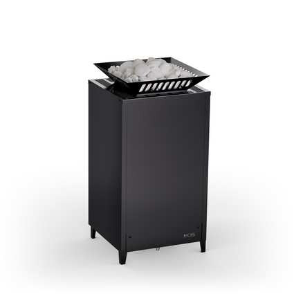EOS Cubo Avantgarde Freestanding Electric Sauna Heater in Matte Black with Upper Stone Basket