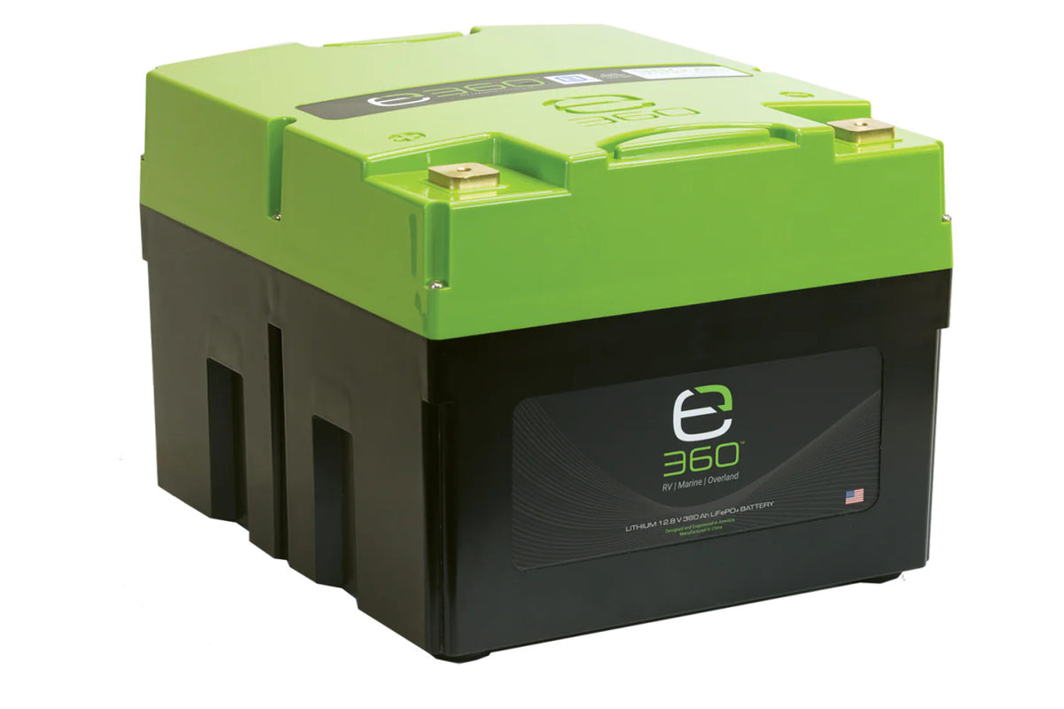 Expion360 12.8V 368Ah LiFePO4 Deep Cycle Battery - hero right angle view with no cap