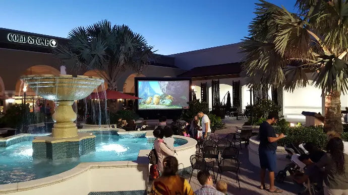 EcoCine Pro 16 System - complete battery-powered outdoor movie system with inflatable screen, laser projector, and speakers