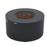 Elementi Pacaya 43-inch Fire Table - lifestyle shot with outdoor furniture grouping