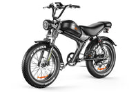 Emoko C93 moped-style electric bike in black - front three-quarter view