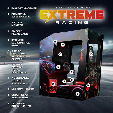 Image of Extreme Racing Arcade Machine by Creative Arcades | 200 Classic Racing Games | Wifi Compatible