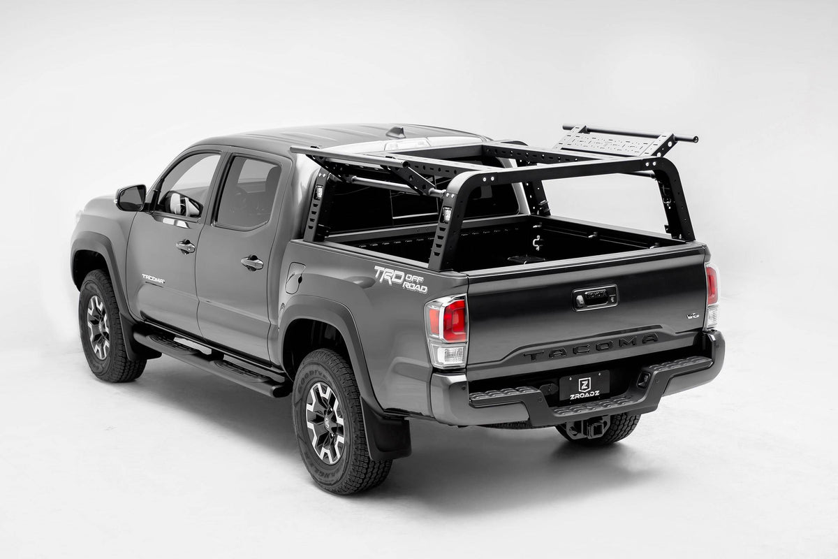 ZROADZ ACCESS Overland Rack with 2 Lifting ACCESS Gates installed on 2016-2026 Toyota Tacoma - hero view