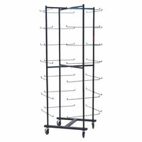 Champion Sports 56-Helmet Football Rolling Storage Cart in black powder-coated steel with rubber wheels