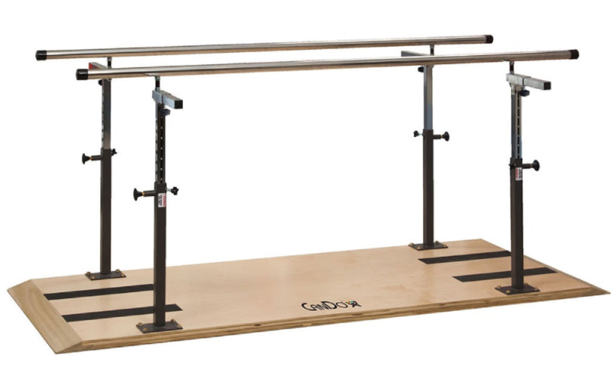 CanDo Platform Mounted Parallel Bars - Height and Width Adjustable, 7-foot length for physical therapy