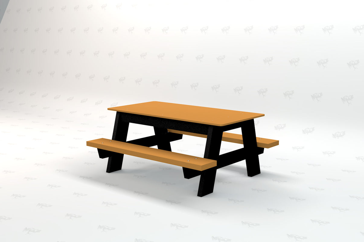 Frog Furnishings 4ft Kids Picnic Table right side view with Cedar slats