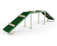 Small Dog Walk agility structure with green canine coating and inground mounted posts for small dog parks