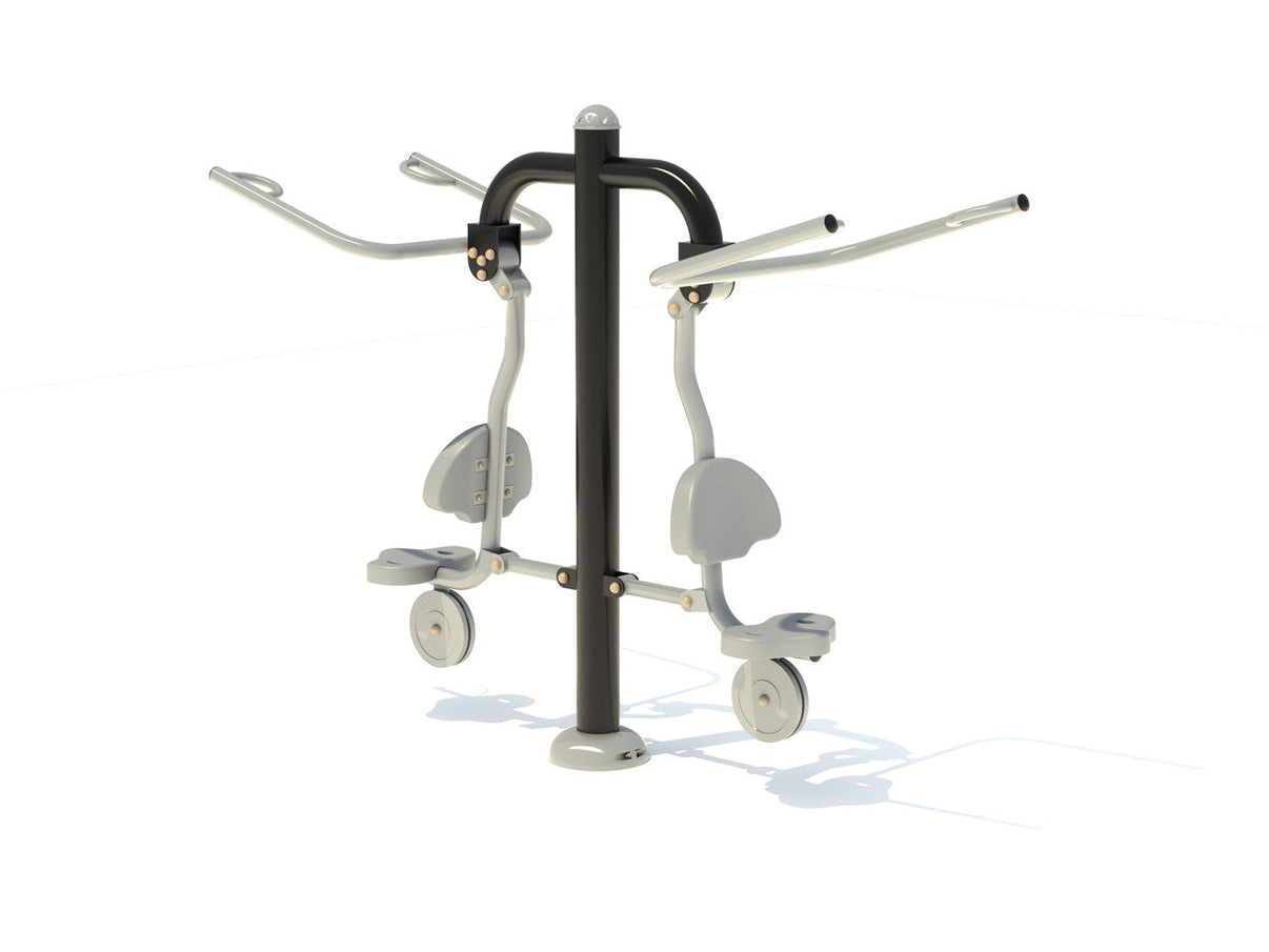 Playground Boss Double Lat Pull Down outdoor commercial fitness station, front view