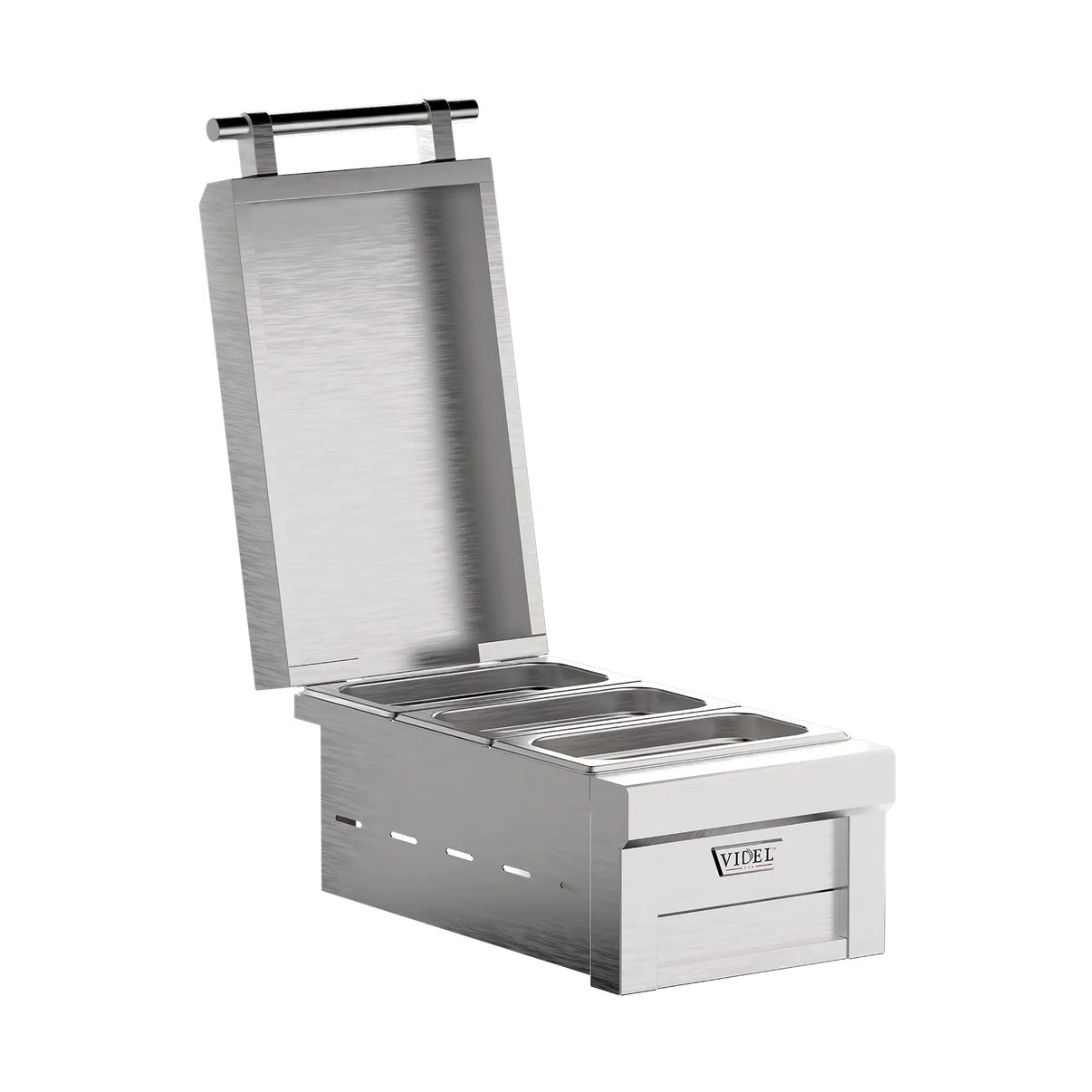Videl Fuego III Food Warmer in 304 stainless steel for outdoor kitchen drop-in installation
