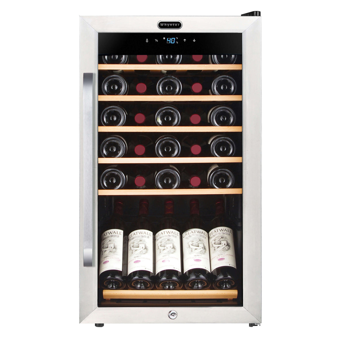 Whynter FWC-341TS 34 Bottle Freestanding Stainless Steel Wine Refrigerator - Front View