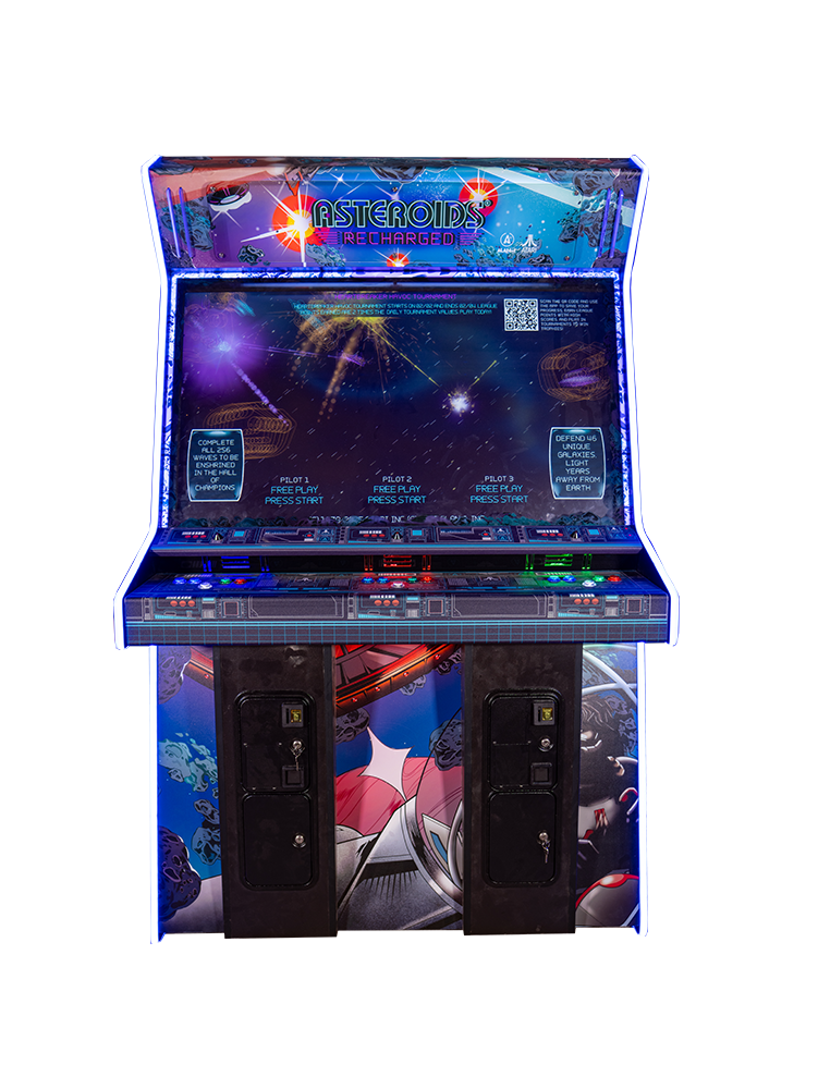 Asteroids Recharged Deluxe 3-Player Arcade Cabinet - Front View