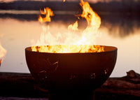 Fire Pit Art Funky Dog steel fire pit with iron oxide patina finish - side view