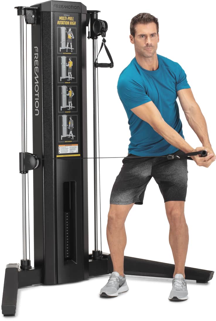 Freemotion GENESIS Multi-Pull Rotation High cable machine - three-quarter view