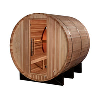 Golden Designs Zurich 4 Person Barrel Sauna with Bronze Privacy View