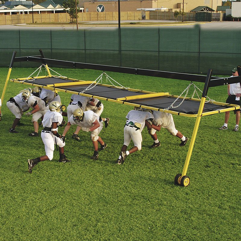 Rae Crowther Ground Battle Chute full view on field - football blocking training equipment