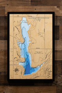 Wooden Map of Glenn Cunningham Lake in Douglas County, Nebraska