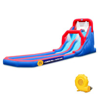 Dual Splash Inflatable Water Racing Slide Park with Climbing Wall and Dual Slides - full view