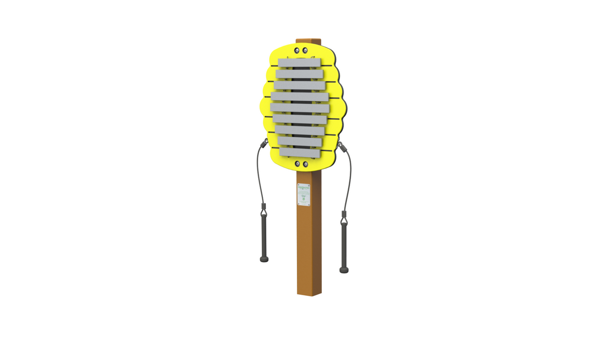 Freenotes Harmony Hive Metallophone inground post mount - beehive design outdoor playground instrument