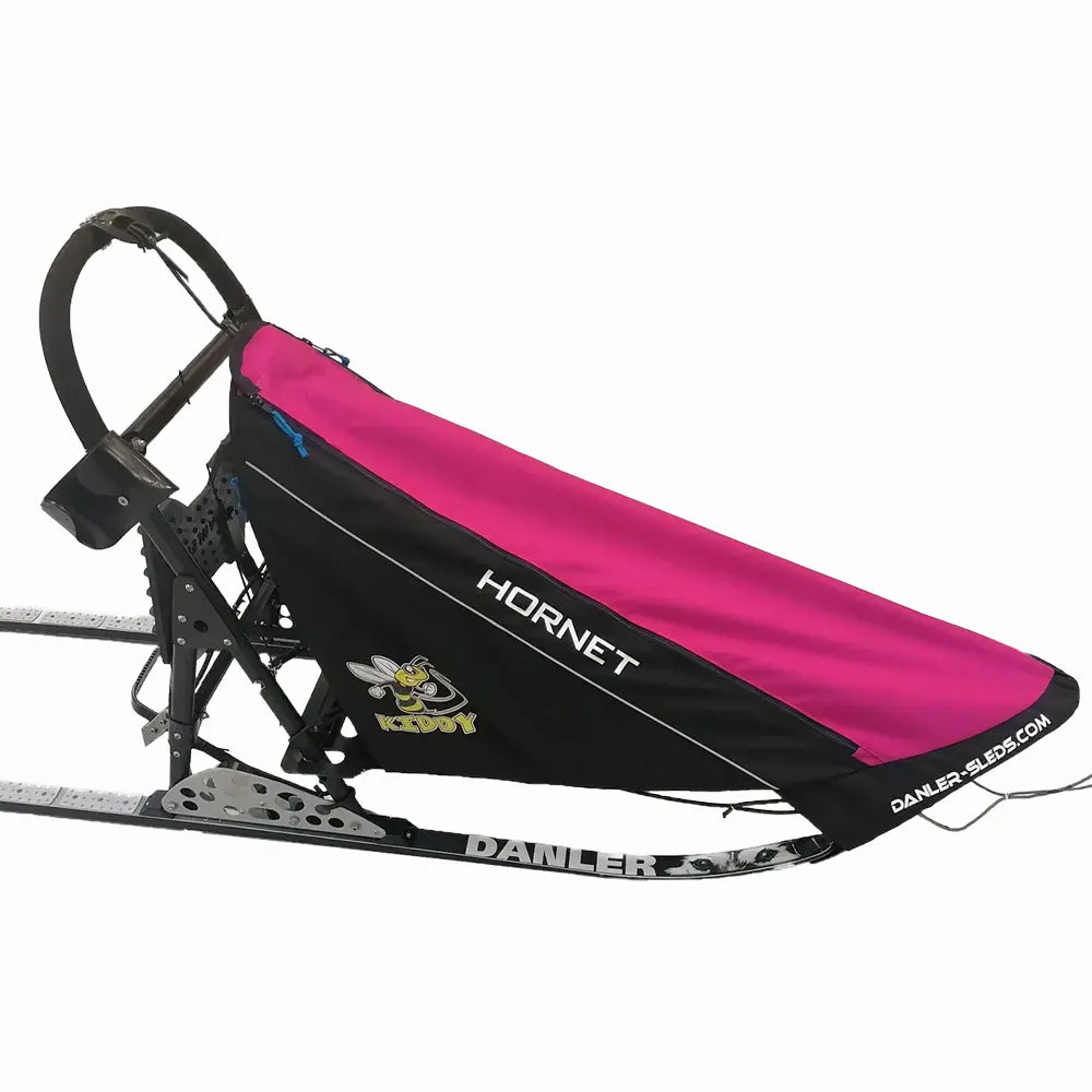 Danler Hornet Kiddy sprint dog sled in pink - compact two dog mushing sled