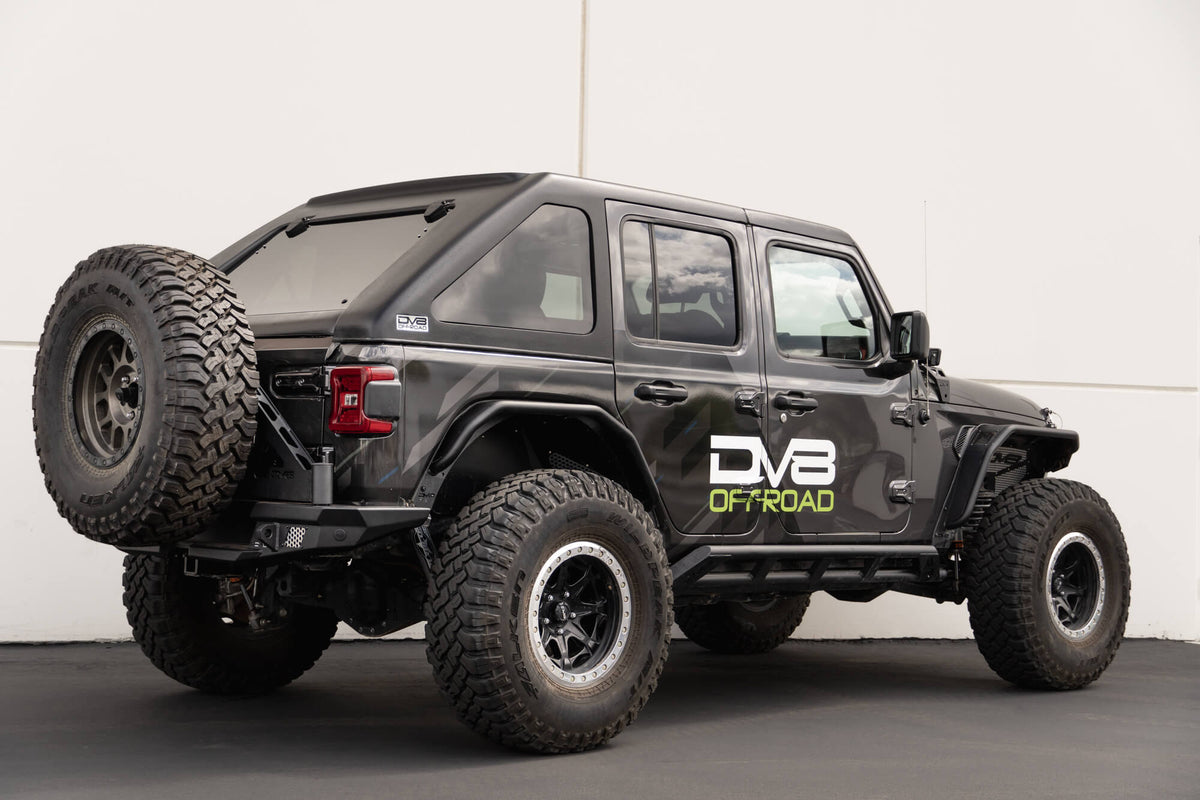 DV8 Offroad Razor Series Fastback Hard Top on Jeep Wrangler JLU - side profile view