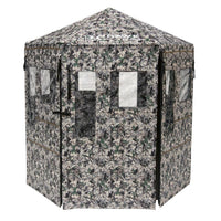 Hawk Warrior Ground Blind in Chaos Camo - exterior view showing accordion panel design and camo pattern