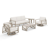 Hamarto 6 Pieces Aluminum Patio Conversation Sofa Set With Olefin Cushions For 5 Person