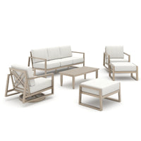 Hamarto 6 Pieces Aluminum Patio Swivel Chair Set With Ottoman