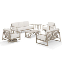 Hamarto 7 Pieces Aluminum Patio Conversation Sofa Set With Olefin Cushions For 7 Person
