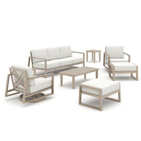 Hamarto 7 Pieces Aluminum Patio Swivel Seating Set With Ottoman