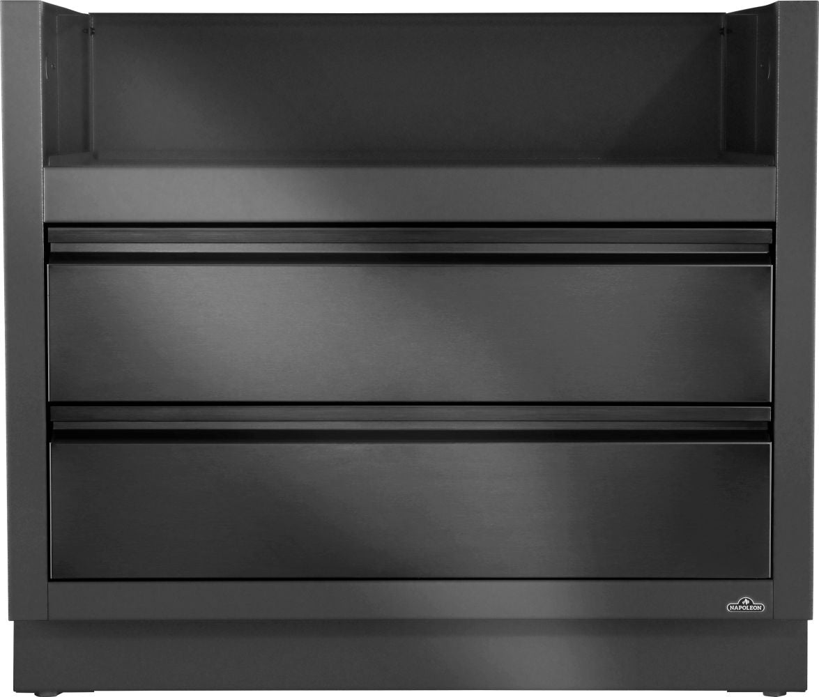 Napoleon OASIS Under Grill Cabinet for Built-in Prestige PRO 665 in Matte Black - front view fully assembled