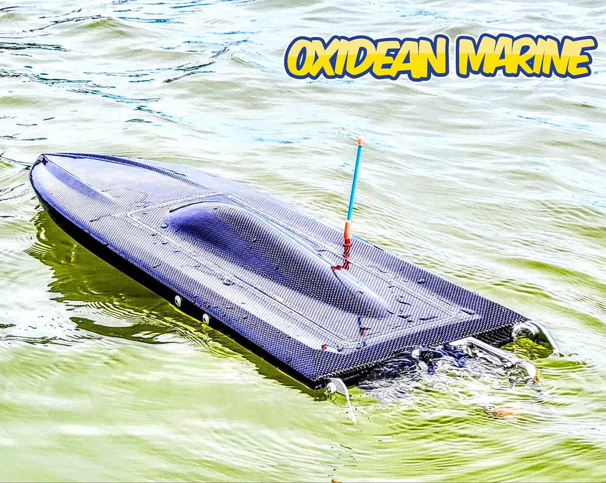 Oxidean Marine 2026 Self-Righting Dominator Mono RTR RC Boat in Black Carbon Fiber - Hero Shot