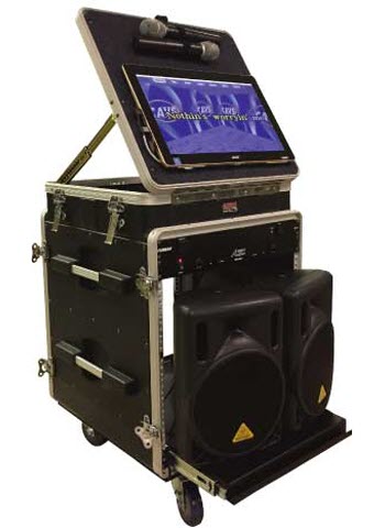 CAVS SB-G1012W All-In-One Karaoke System in road case - front view