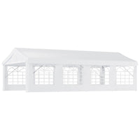 Outsunny 13x26 ft white heavy duty party tent with removable sidewalls and cathedral windows set up outdoors