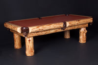 Viking Klondike Log Pool Table with hand-peeled log frame and rustic Northwoods design - front view