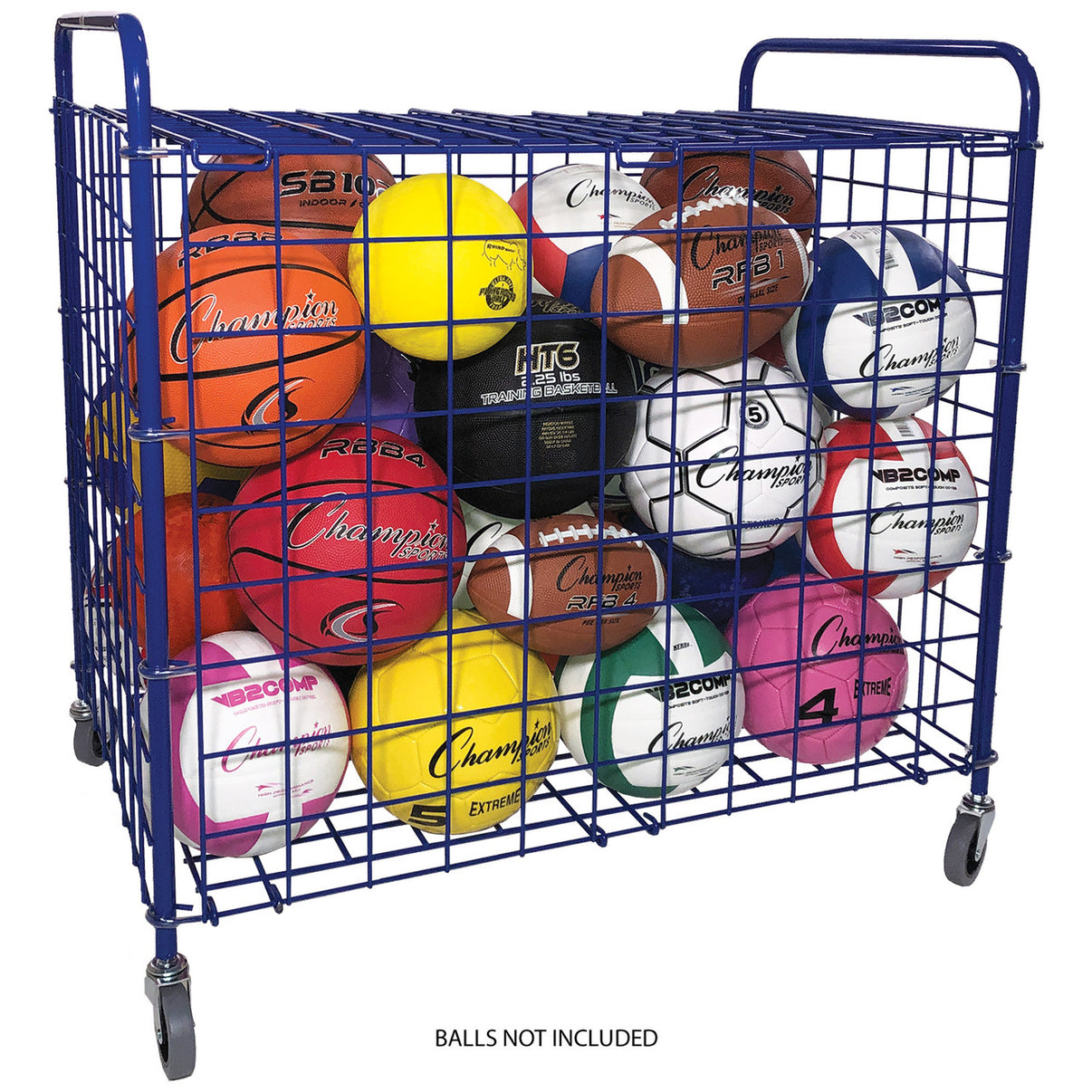 Champion Sports Full-Size Lockable Ball Locker in blue powder-coated steel, front view