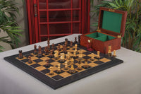 House of Staunton Reykjavik II Burnt Golden Rosewood Chess Set with Satin Board and Premium Chess Box Combination
