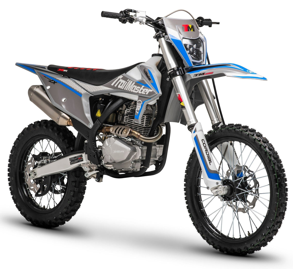 TrailMaster LX250 Dirt Bike full side view - 6-Speed Manual, Dual Disc Brakes, Electric Start