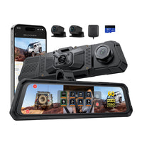 The Legend 3CH Waterproof Mirror Dash Cam, 1080P/60fps, 3-Cam