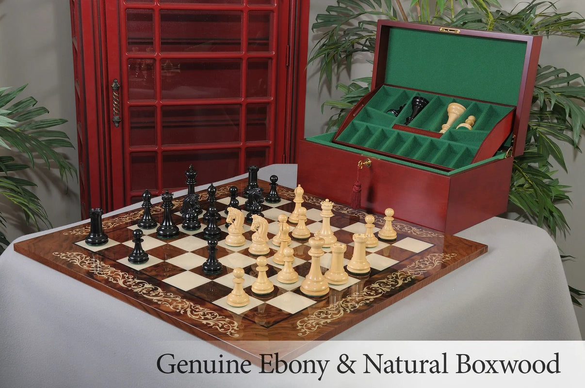 House of Staunton Sultan Series Luxury Chess Set, Box and Board Combination - full display