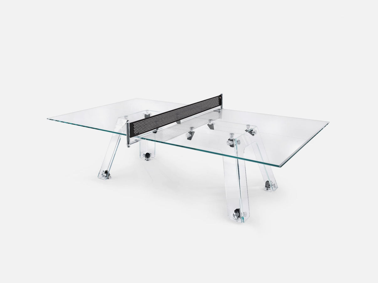 Impatia Lungolinea Classic luxury glass ping pong table - full view
