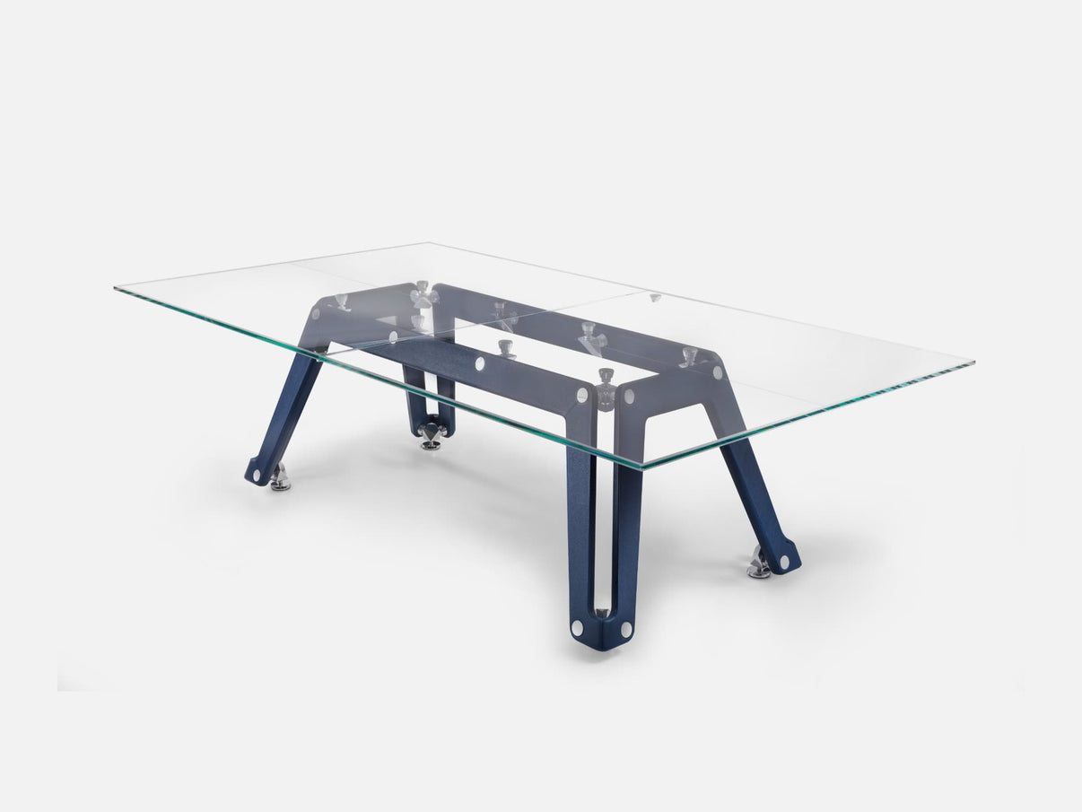 Impatia Lungolinea Leather ping pong table - close-up of leather base