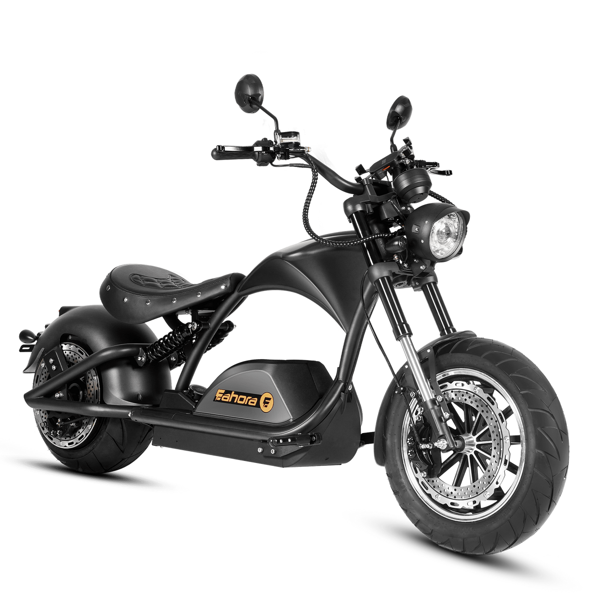 Eahora Knight M1PS 4000W electric chopper motorcycle in black, full side view
