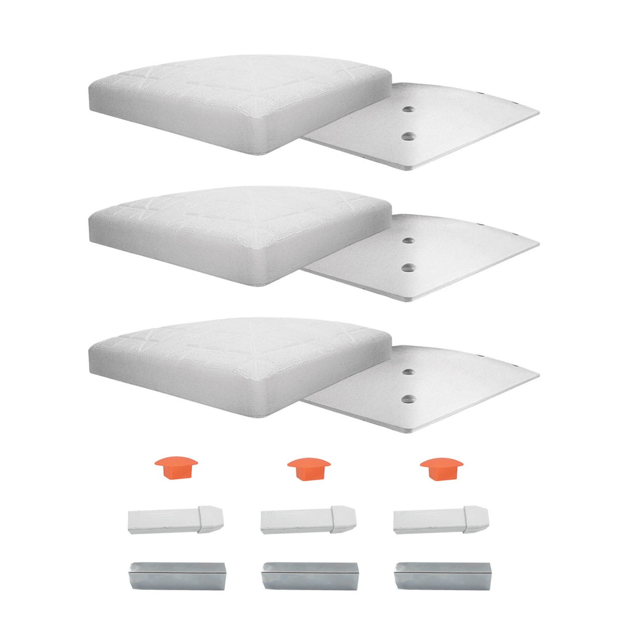 Champion Sports Safety Breakaway Base Set - 15x15x3 inches, set of 3 bases for baseball and softball