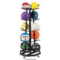 Champion Sports Deluxe Medicine Ball Rack - Black Steel Frame, Holds 20 Medicine Balls
