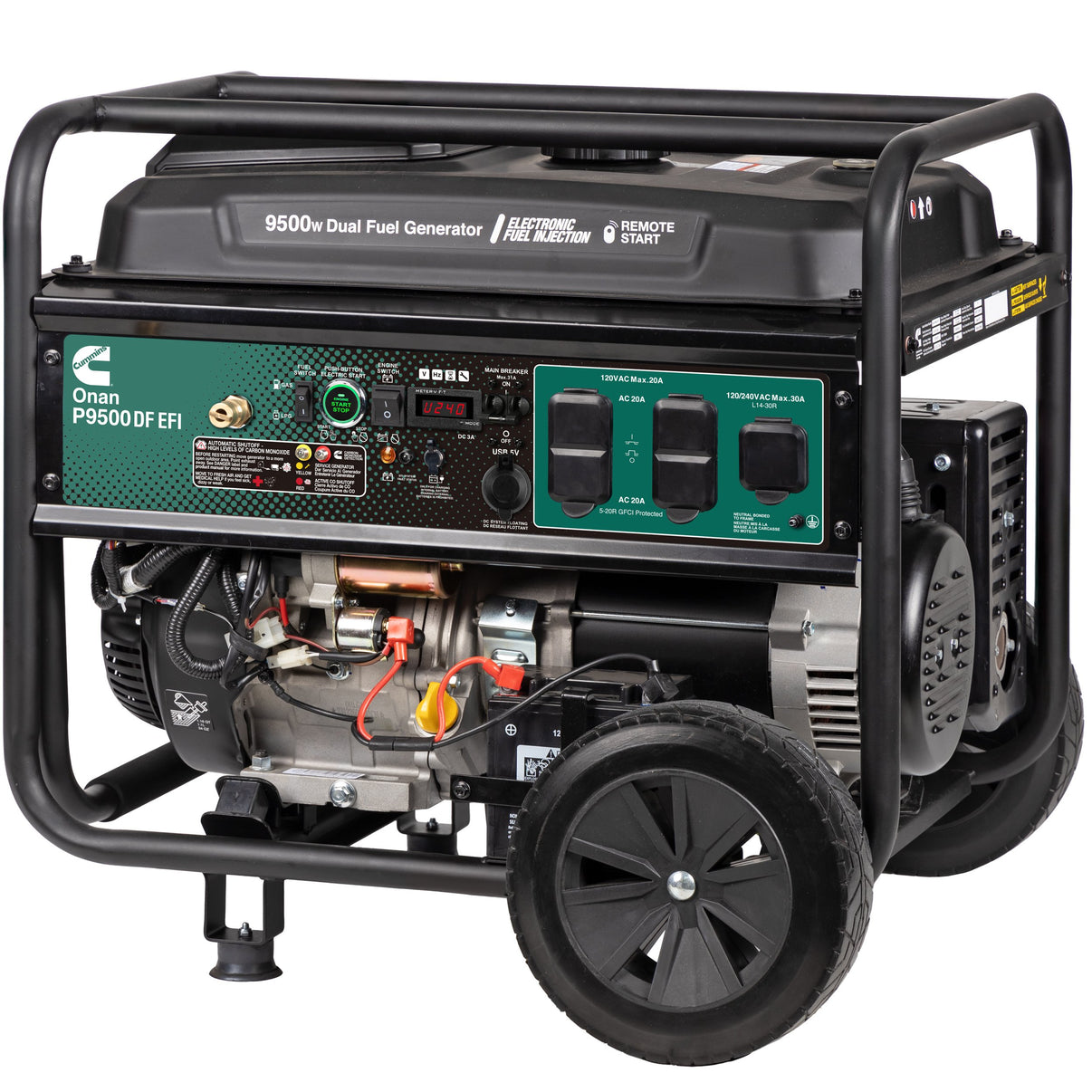 Cummins Onan P9500DF EFI Dual-Fuel Portable Generator - hero front view