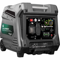 Cummins Onan P4500iDF Dual-Fuel Inverter Generator - front view showing telescoping handle and wheels